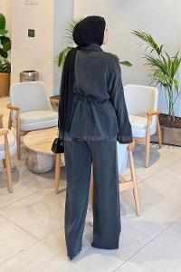 Lamelif Pantolonlu Takım Siyah