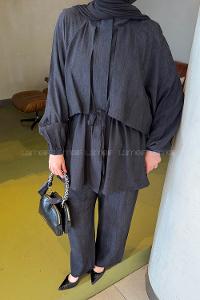 Lamelif Batik Desen Takım Siyah