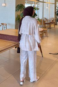 Stone Neckband Long Arm Viscose Fabric Regular Trousers Comfortable Suit