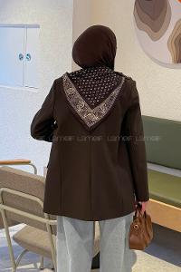 Lamelif Fular Detaylı Blazer Ceket Kahverengi