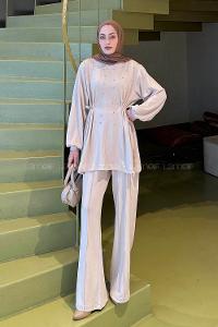 Lamelif Oysho Taşlı İkili Takım Krem