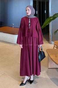 Lamelif Pileli Bağlama Detaylı Takım Bordo