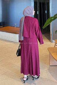 Lamelif Pileli Bağlama Detaylı Takım Bordo