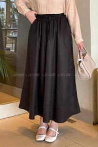 Bitter Brown Poplin Fabric Flare Skirt