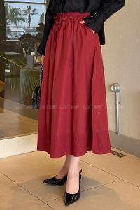Lamelif Poplin Kumaş Tesettür Etek Bordo