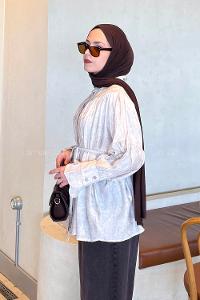 Stone Shirt Collar Long Arm Viscose Fabric Shirt