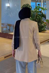 Modalamelif Kolu Büzgü Detaylı Blazer Ceket Bej