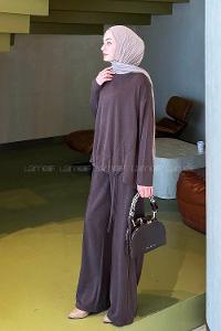 Lamelif Bağcıklı İkili Takım Kahverengi