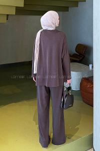 Lamelif Bağcıklı İkili Takım Kahverengi