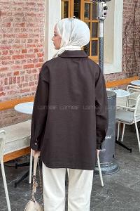 Bitter Brown Shirt Collar Long Arm Gabardin Jacket