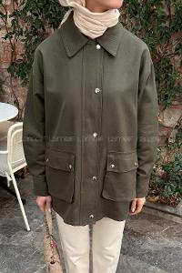 Khaki Shirt Collar Long Arm Gabardin Jacket