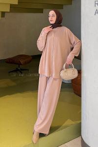 Lamelif Fermuarlı Oysho Takım Karamel