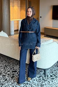 Denim Blue Jacket Collar Long Arm Denim Jacket