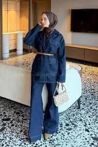 Denim Blue Jacket Collar Long Arm Denim Jacket