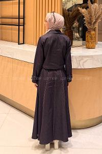 Lamelif Kup Detaylı Kemerli Jile Takım Mor