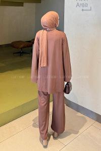 Lamelif Oysho Pantolonlu Takım Kahverengi