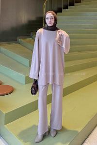 Lamelif Oysho Pantolonlu Takım Karamel