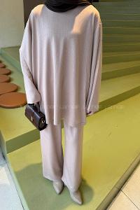 Lamelif Oysho Pantolonlu Takım Karamel