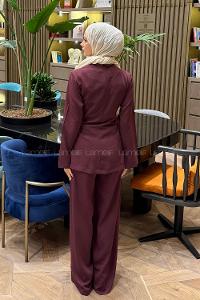 Lamelif Toka Detaylı Takım Mürdüm