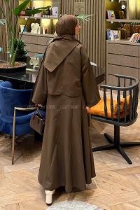 Lamelif Fular Yaka Etekli Takım Acı Kahve