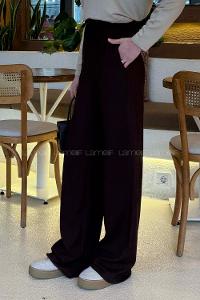 Bitter Brown Cotton Fabric High Waist Comfortable Pants