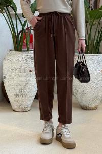 Bitter Brown Regular Trousers High Waist Regular Cut Bottom Tracksuit