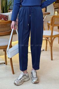 Navy Blue Regular Trousers High Waist Regular Cut Bottom Tracksuit