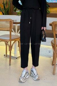 Black Regular Trousers High Waist Regular Cut Bottom Tracksuit