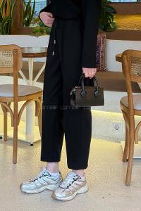 Black Regular Trousers High Waist Regular Cut Bottom Tracksuit