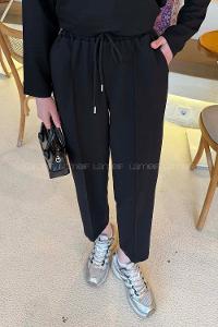 Black Regular Trousers High Waist Regular Cut Bottom Tracksuit