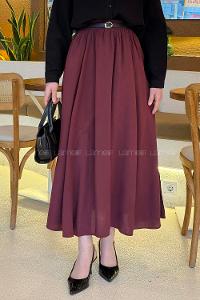 Lamelif Tensel Tesettür Etek Bordo