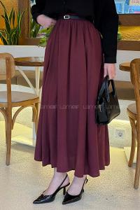 Lamelif Tensel Tesettür Etek Bordo