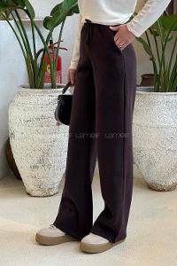 Lamelif Üç İplik Salaş Model Eşofman Altı Mürdüm