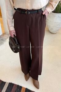 Bitter Brown Crepe Fabric High Waist Material Pants