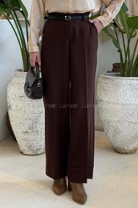 Bitter Brown Crepe Fabric High Waist Material Pants