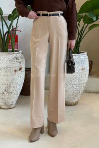 Stone Crepe Fabric High Waist Material Pants