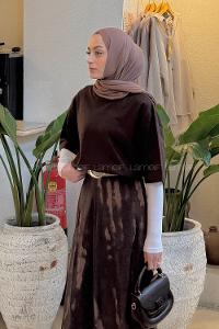 Lamelif Basic Kısa Kol T-shirt Acı Kahve