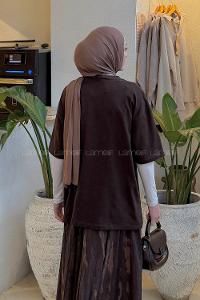 Lamelif Basic Kısa Kol T-shirt Acı Kahve