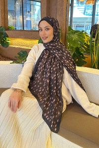 Lamelif Ceylan Desen Soft Şal Acı Kahve