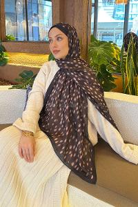 Lamelif Ceylan Desen Soft Şal Acı Kahve