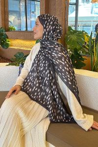 Lamelif Ceylan Desen Soft Şal Antrasit