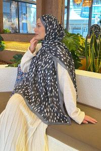 Lamelif Ceylan Desen Soft Şal Gri