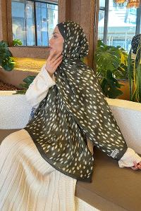 Lamelif Ceylan Desen Soft Şal Haki