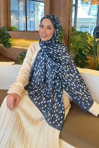 Lamelif Ceylan Desen Soft Şal İndigo