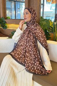 Lamelif Ceylan Desen Soft Şal Kahverengi