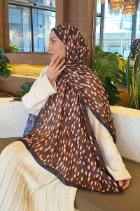 Lamelif Ceylan Desen Soft Şal Kahverengi