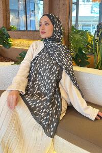 Lamelif Ceylan Desen Soft Şal Koyu Yeşil