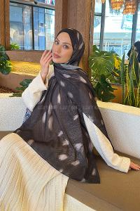 Lamelif Ceylan Desen Soft Şal Koyu Yeşil Taş