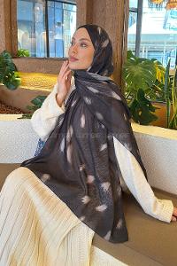 Lamelif Ceylan Desen Soft Şal Koyu Yeşil Taş