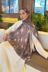 Lamelif Ceylan Desen Soft Şal Vizon